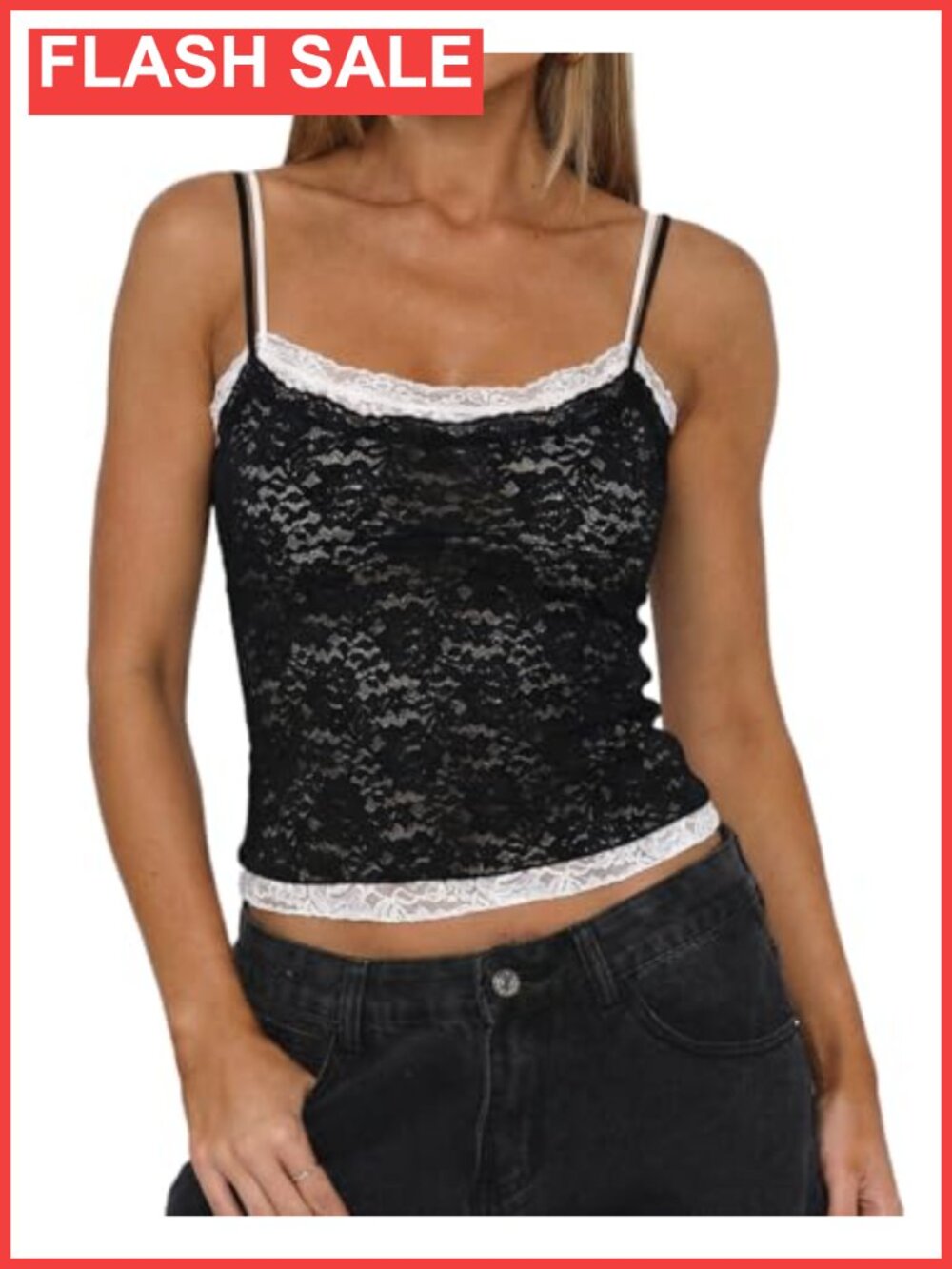 Double Layer Lace Camisole Scoop Neck Sleeveless Y2K Going Out Top